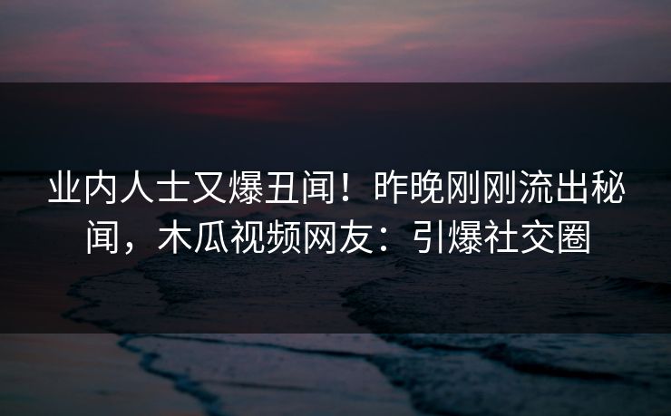 业内人士又爆丑闻！昨晚刚刚流出秘闻，木瓜视频网友：引爆社交圈