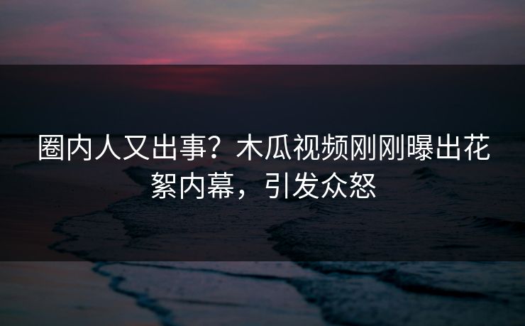 圈内人又出事？木瓜视频刚刚曝出花絮内幕，引发众怒