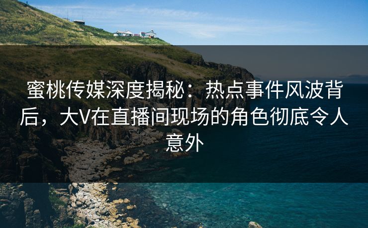 蜜桃传媒深度揭秘：热点事件风波背后，大V在直播间现场的角色彻底令人意外